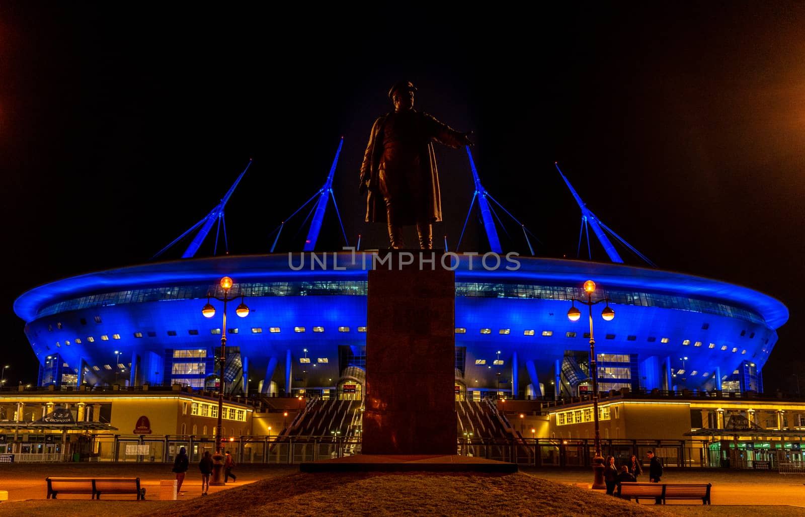 April 17, 2018. St. Petersburg, Russia. Stadium St. Petersburg arena (Gazprom arena), which will host the matches of the European football Championship in 2020 and the final of the Champions League in 2021