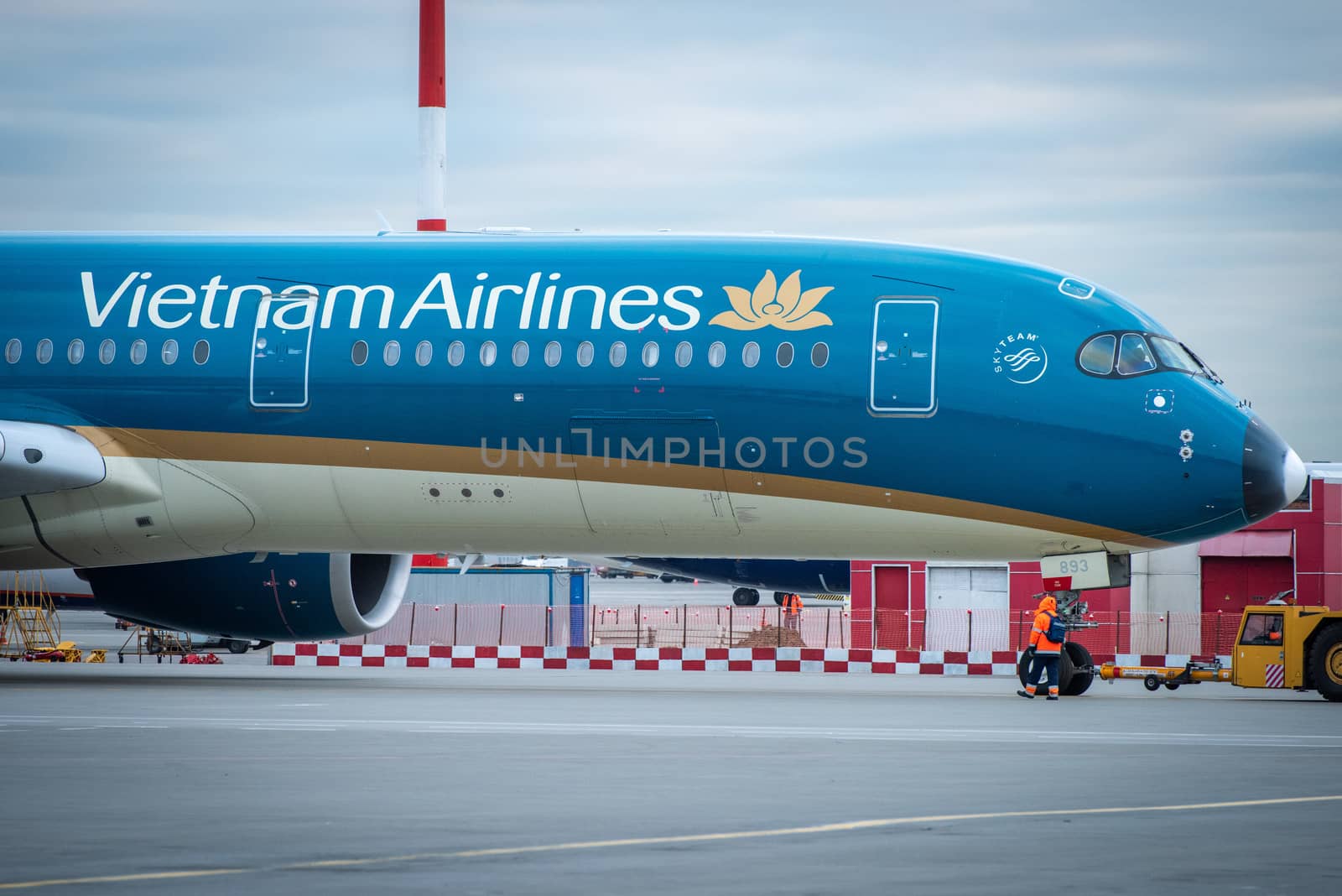 October 29, 2019, Moscow, Russia. Plane 
Airbus A350-900 Vietnam Airlines at Sheremetyevo airport in Moscow.
