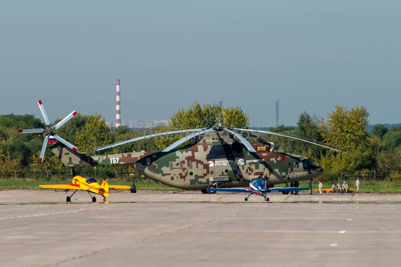 August 30, 2019. Zhukovsky, Russia. Russian heavy multi-purpose transport helicopter Mil Mi-26 at the International Aviation and Space Salon MAKS 2019.