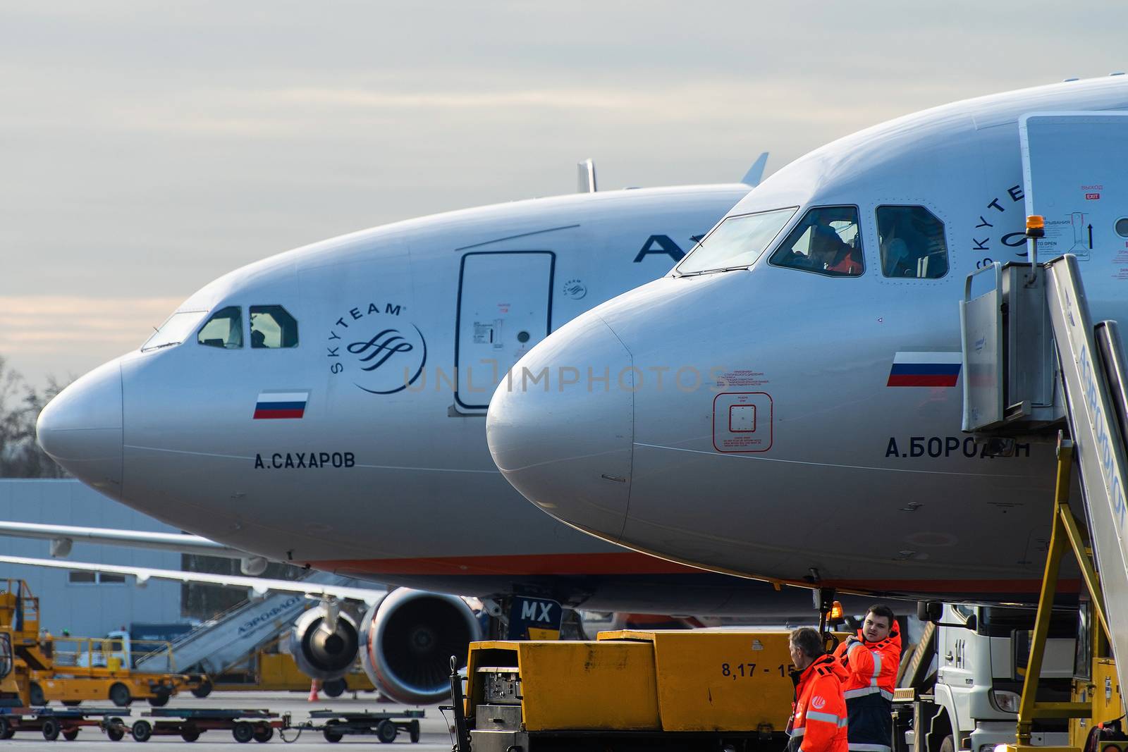 October 29, 2019, Moscow, Russia. Planes Aeroflot - Russian Airlines  at the Sheremetyevo International Airport in Moscow.