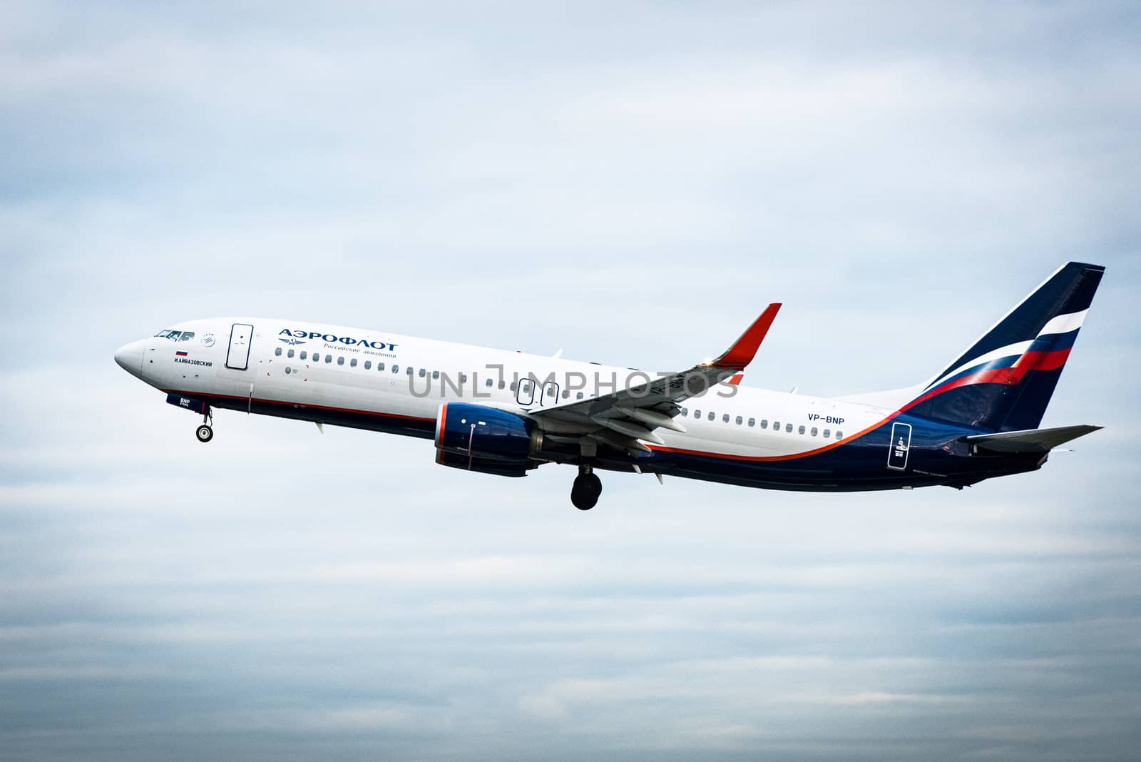 October 29, 2019, Moscow, Russia. Plane 
Boeing 737-800 Aeroflot - Russian Airlines at Sheremetyevo airport in Moscow.