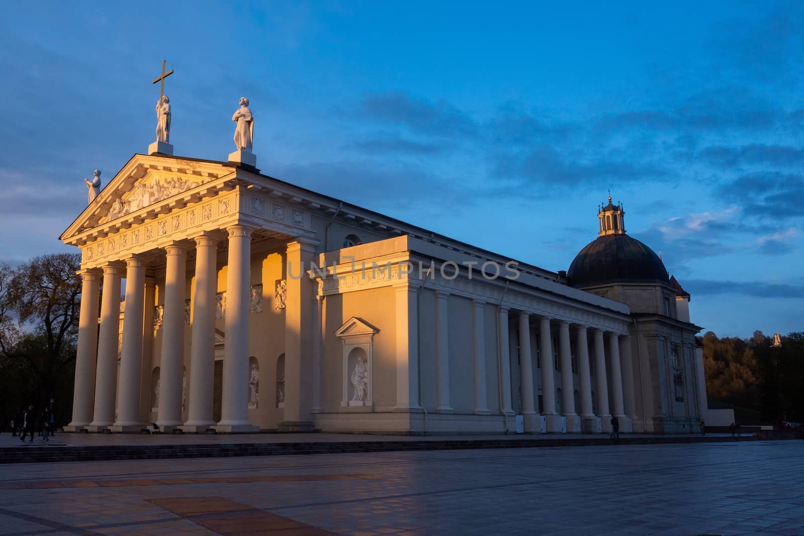 April 27, 2018 Vilnius, Lithuania. Cathedral of St. Stanislav in Vilnius at sunset.