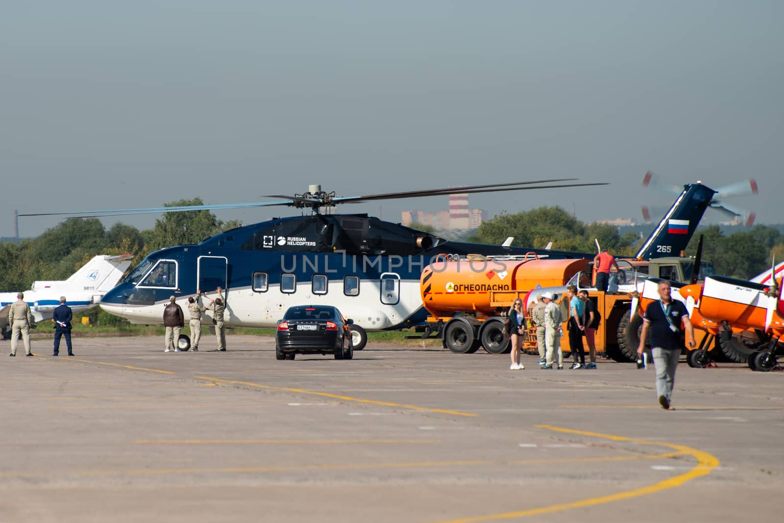 August 30, 2019. Zhukovsky, Russia. Russian medium multi-purpose helicopter Mil Mi-38 at the International Aviation and Space Salon MAKS 2019.