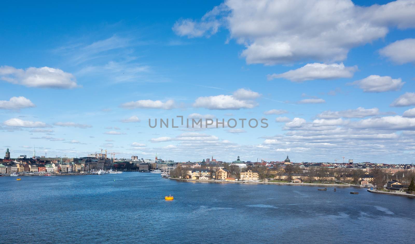 April 22, 2018. Stockholm, Sweden. Panorama of the historic center of Stockholm in clear weather.