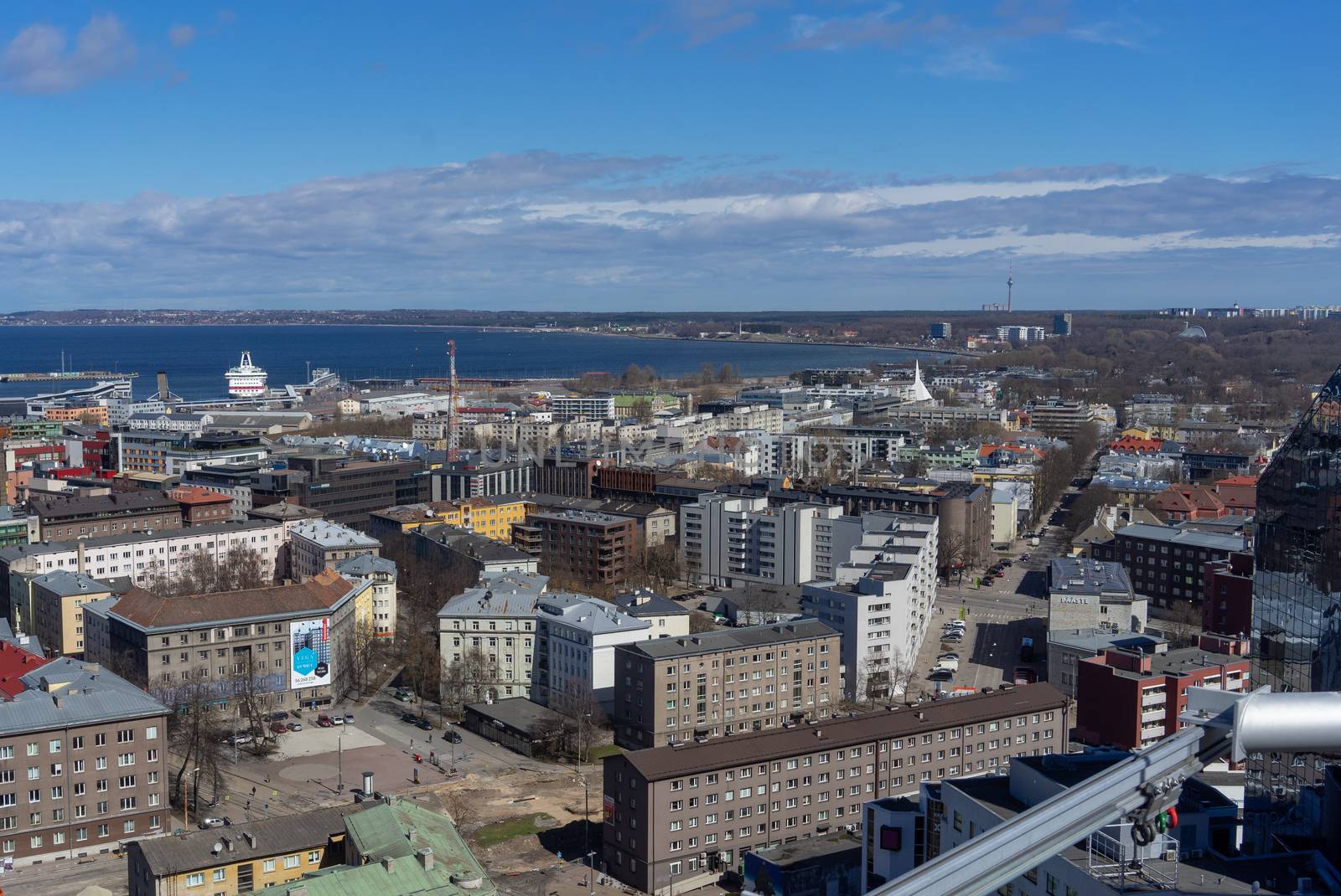 April 21, 2018 Tallinn, Estonia. View from the observation deck on the modern quarters and buildings of Tallinn.