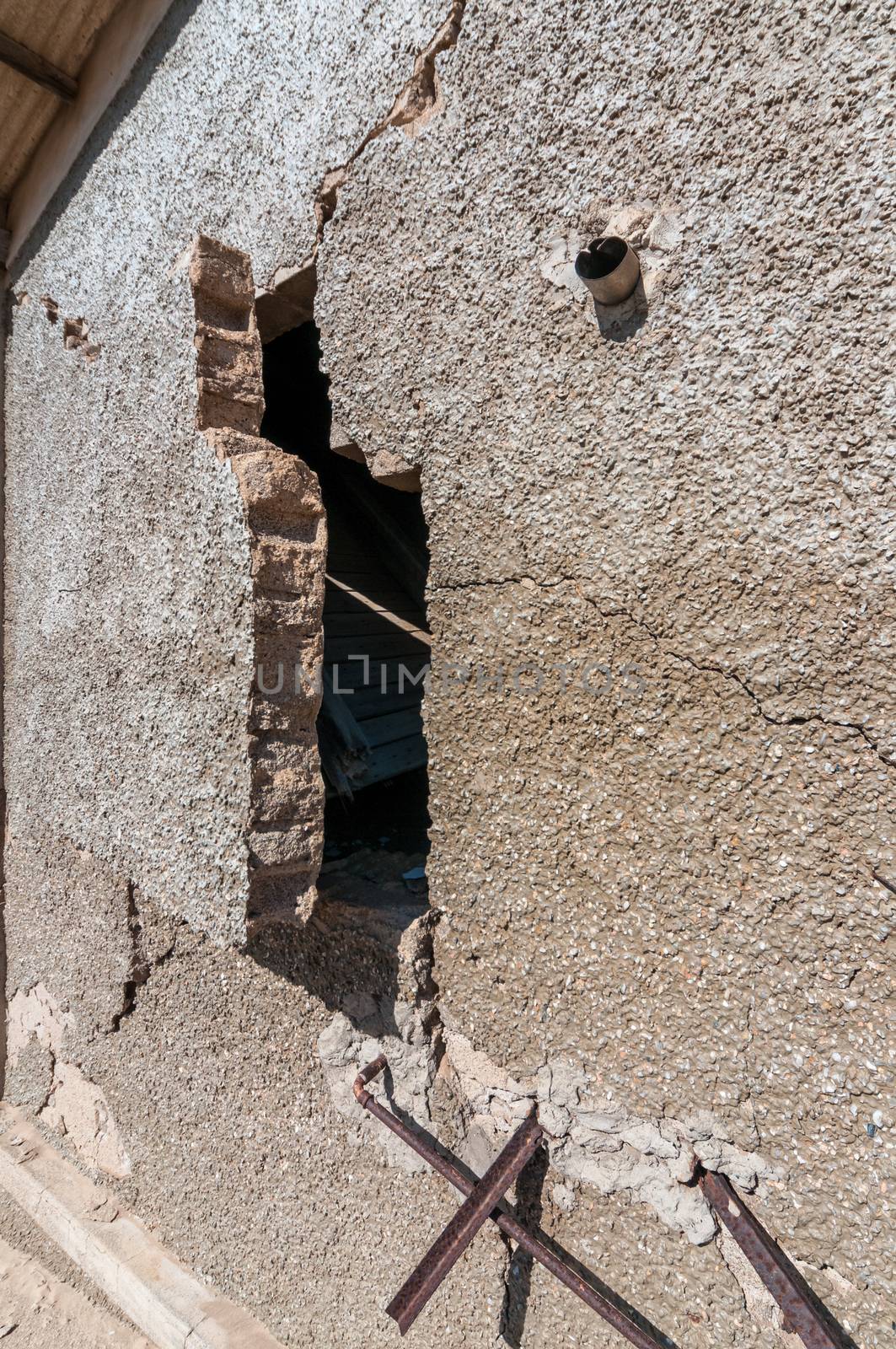 Decaying architecture at Kolmanskop, an abandoned diamond mining town near Luderitz