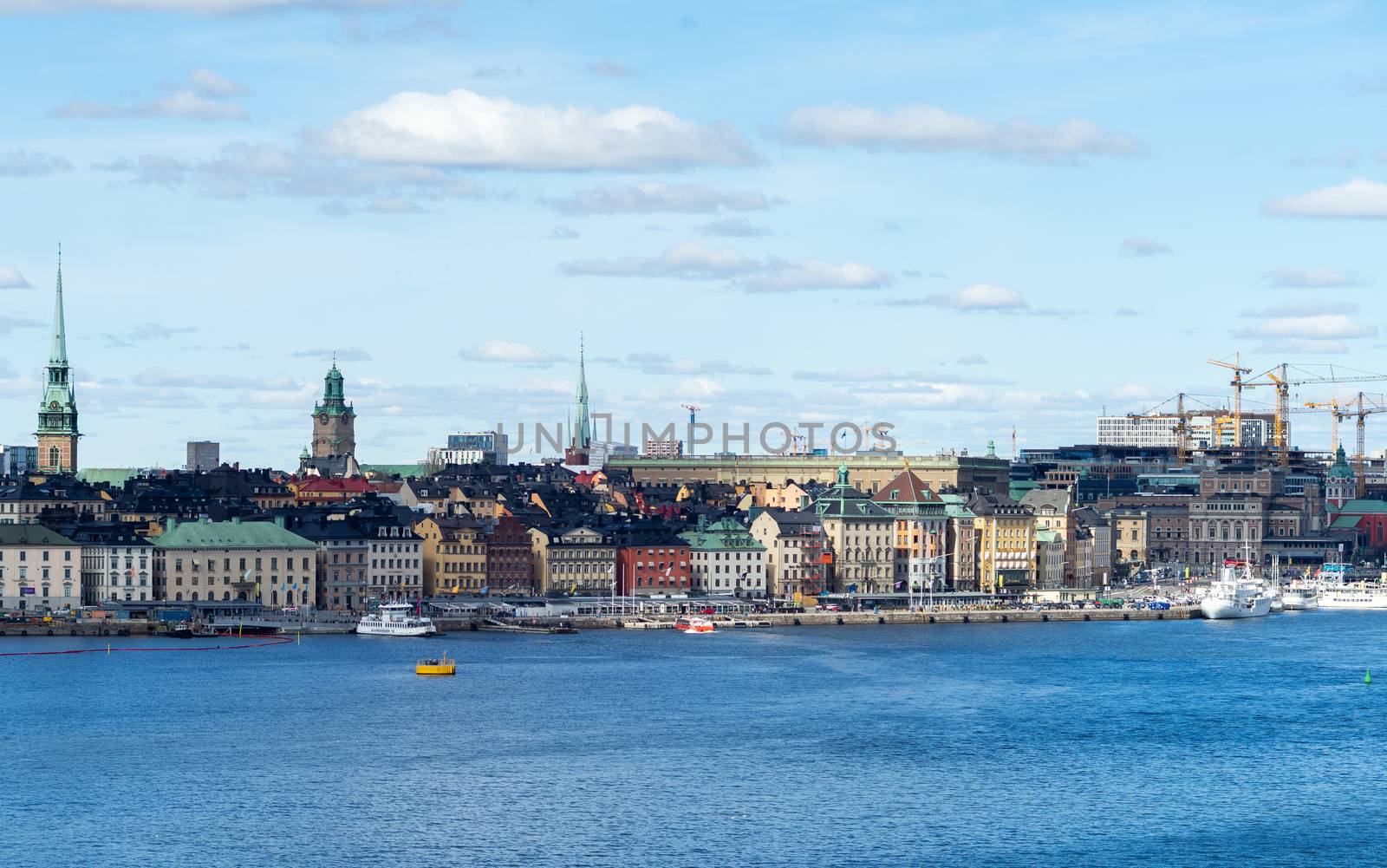 April 22, 2018. Stockholm, Sweden. Panorama of the historic center of Stockholm in clear weather.