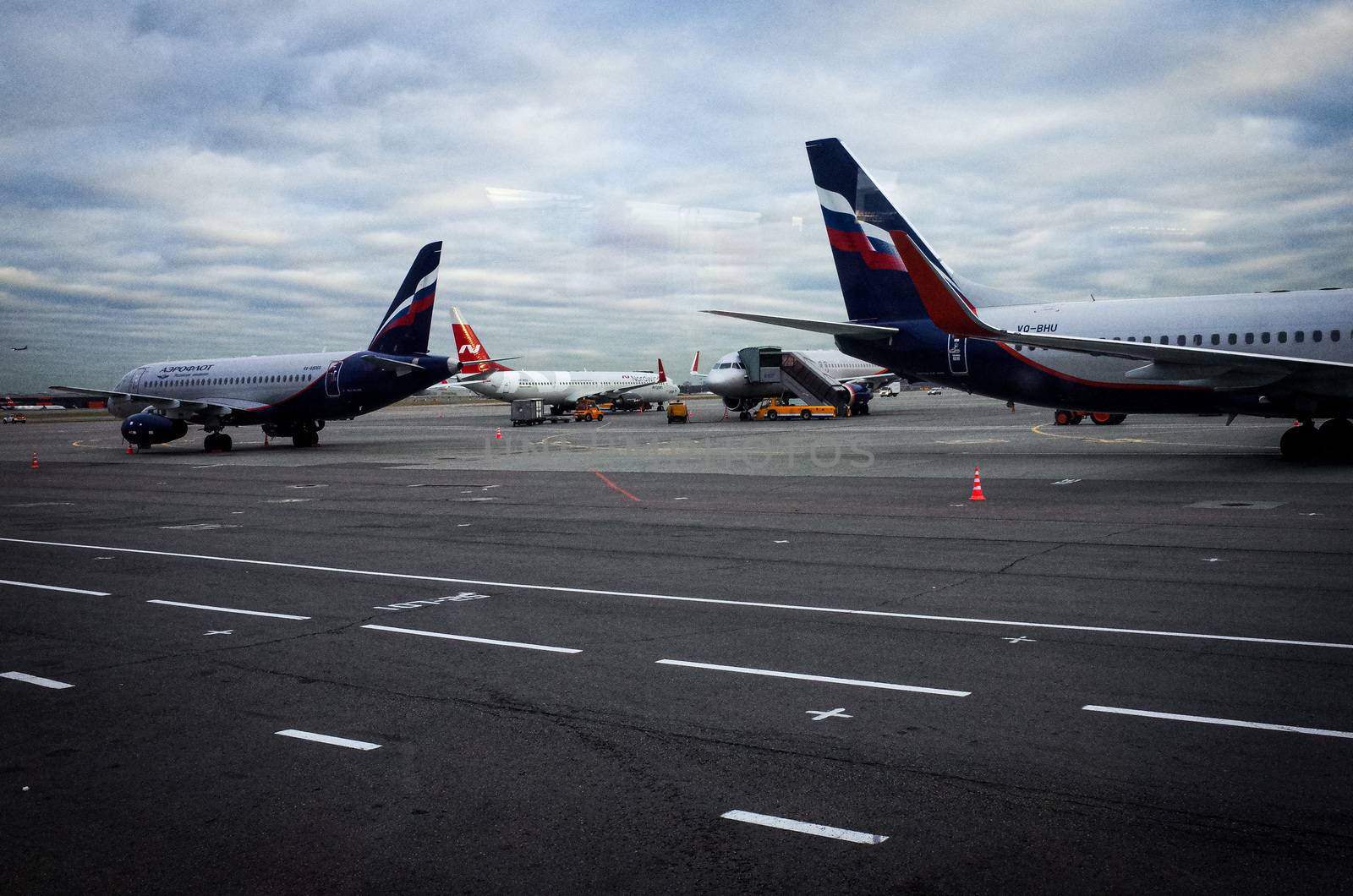 October 29, 2019, Moscow, Russia. Planes Aeroflot - Russian Airlines  at the Sheremetyevo International Airport in Moscow.