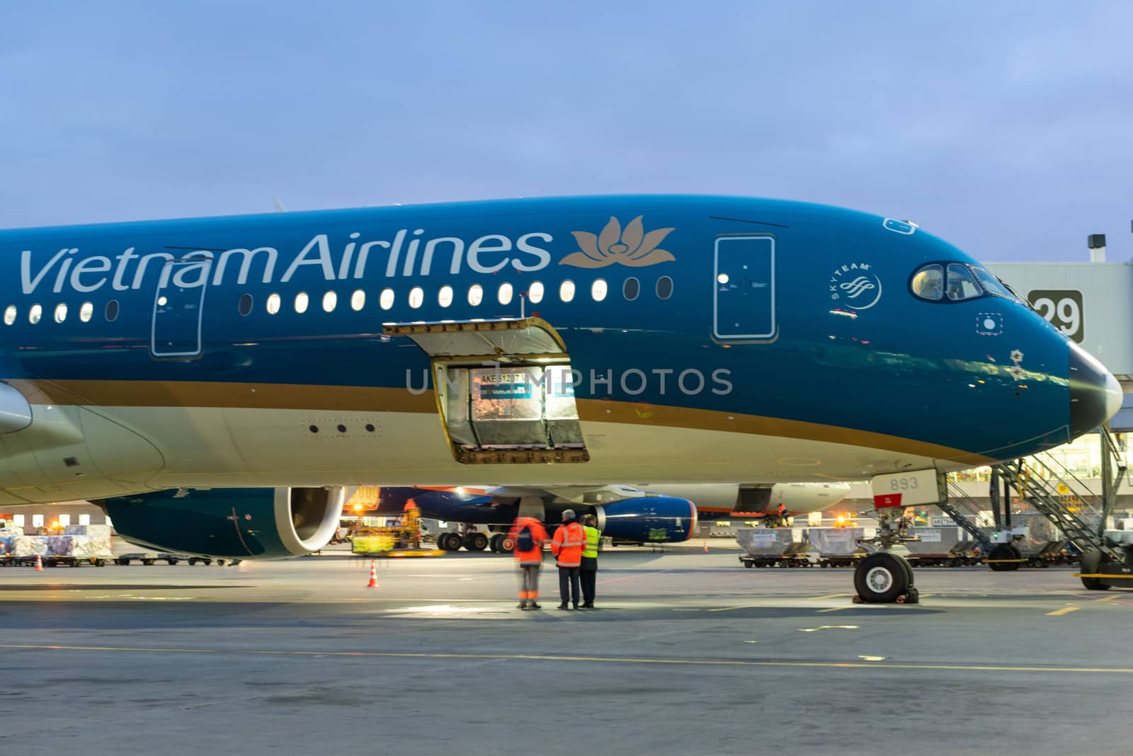 October 29, 2019, Moscow, Russia. Plane 
Airbus A350-900 Vietnam Airlines at Sheremetyevo airport in Moscow.