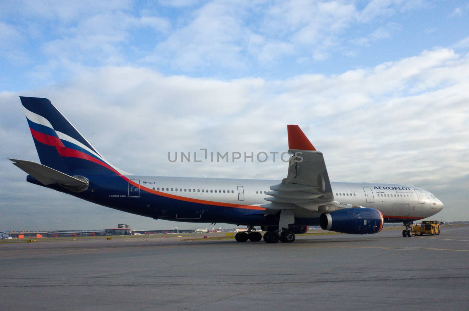 October 29, 2019, Moscow, Russia. Plane Airbus A330-200 Aeroflot - Russian Airlines at Sheremetyevo airport in Moscow.