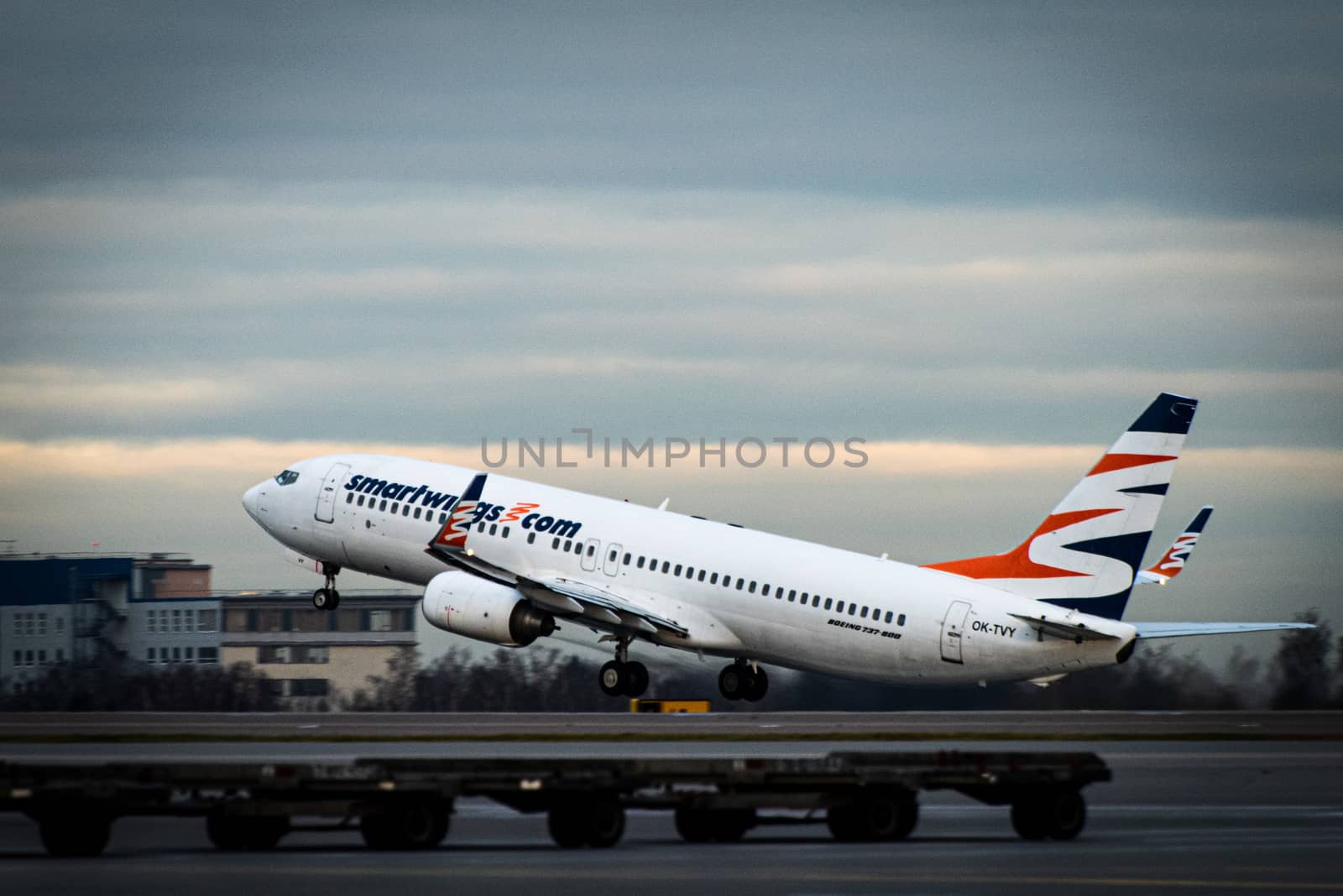 October 29, 2019, Moscow, Russia. Plane Boeing 737-800 Smartwings Airlines at Sheremetyevo airport in Moscow.