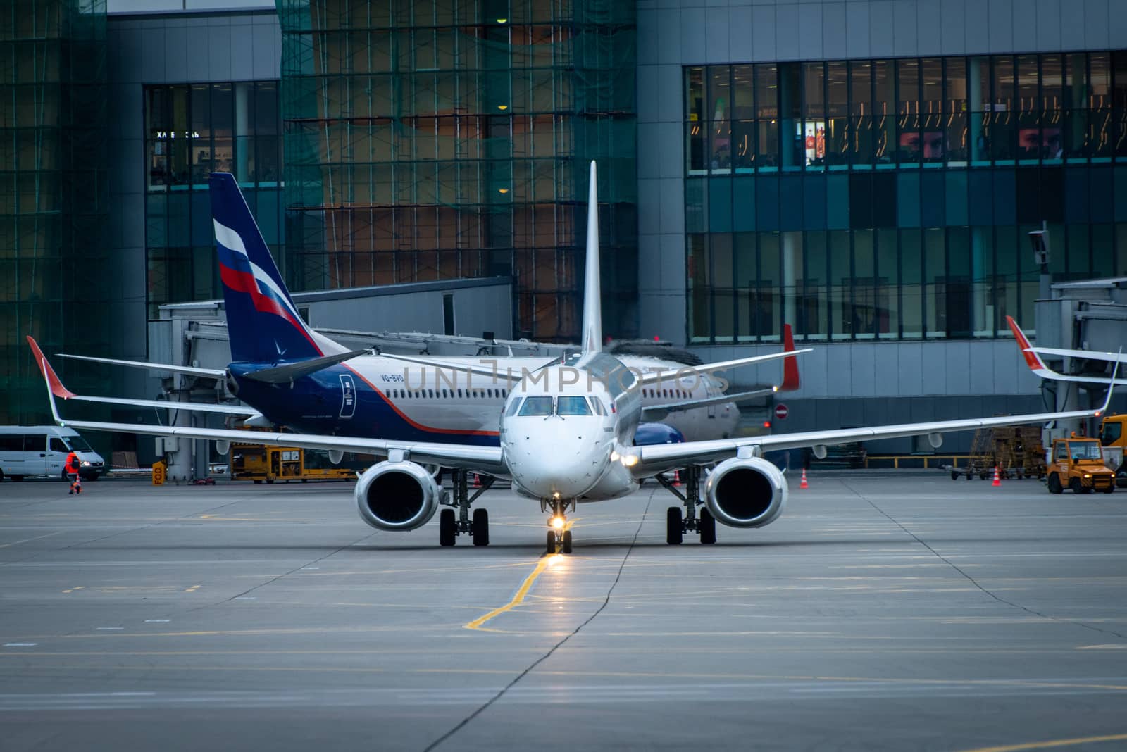 October 29, 2019, Moscow, Russia. Plane 
Embraer ERJ-190 Ikar Airlines at Sheremetyevo airport in Moscow.