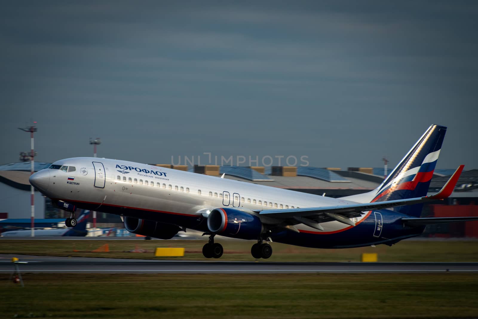October 29, 2019, Moscow, Russia. Plane Boeing 737-800 Aeroflot - Russian Airlines at Sheremetyevo airport in Moscow.