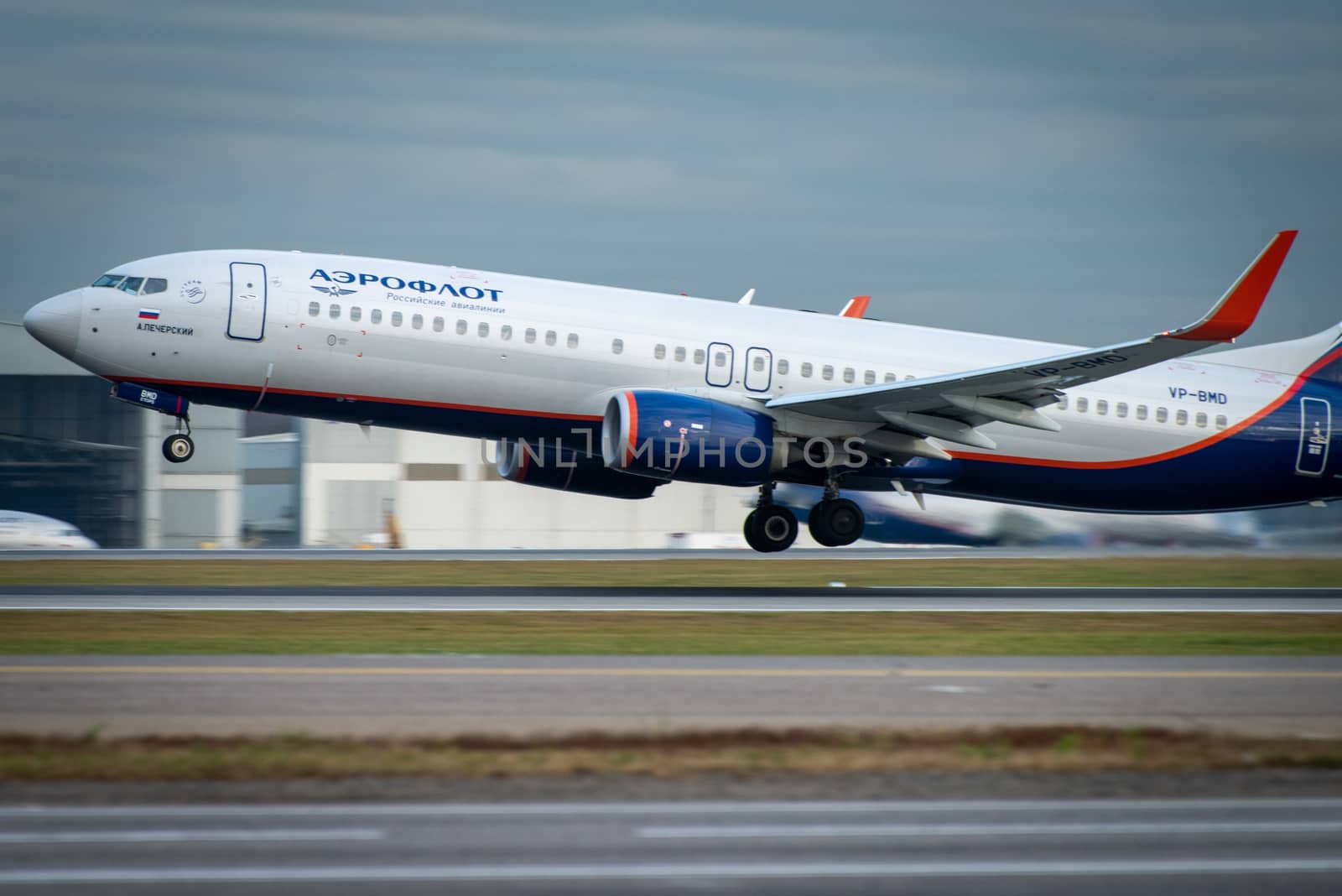 October 29, 2019, Moscow, Russia. Plane Boeing 737-800 Aeroflot - Russian Airlines at Sheremetyevo airport in Moscow.