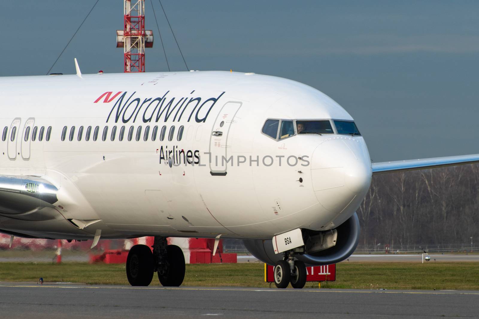 October 29, 2019, Moscow, Russia. Plane Boeing 737-800 Nordwind Airlines at Sheremetyevo airport in Moscow.
