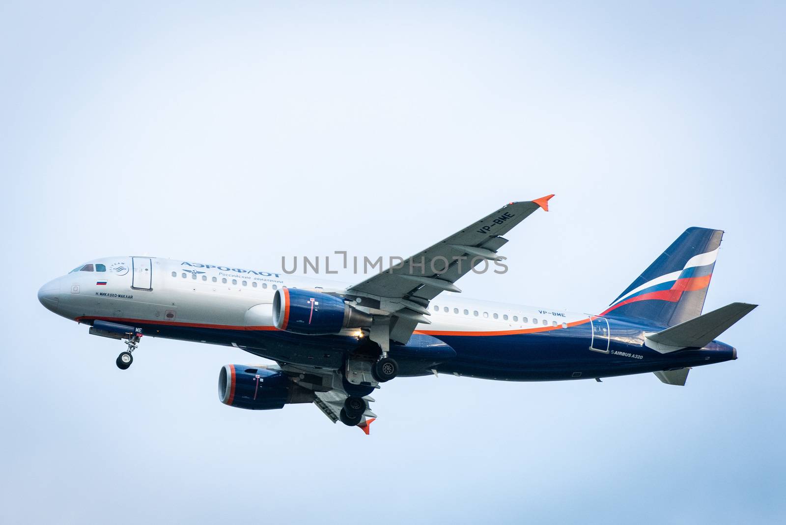 October 29, 2019, Moscow, Russia. Plane Airbus A320-200 Aeroflot - Russian Airlines at Sheremetyevo airport in Moscow.