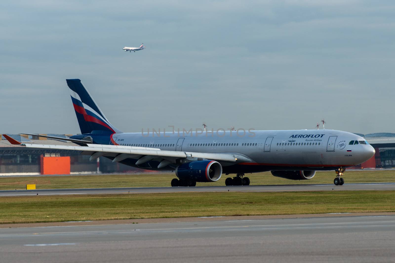 October 29, 2019, Moscow, Russia. Plane Airbus A330-300 Aeroflot - Russian Airlines at Sheremetyevo airport in Moscow.