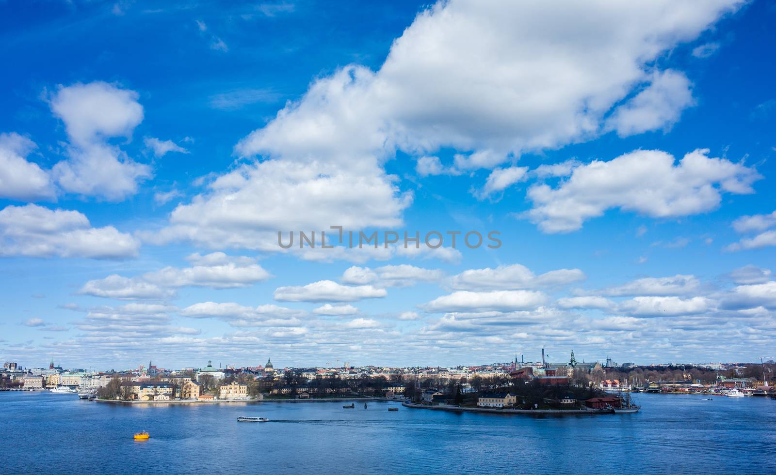 April 22, 2018. Stockholm, Sweden. Panorama of the historic center of Stockholm in clear weather.