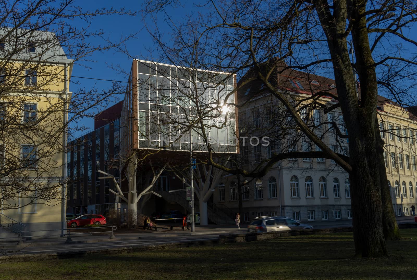 April 19, 2018 Tallinn, Estonia. Tree House - a building of modern architecture,