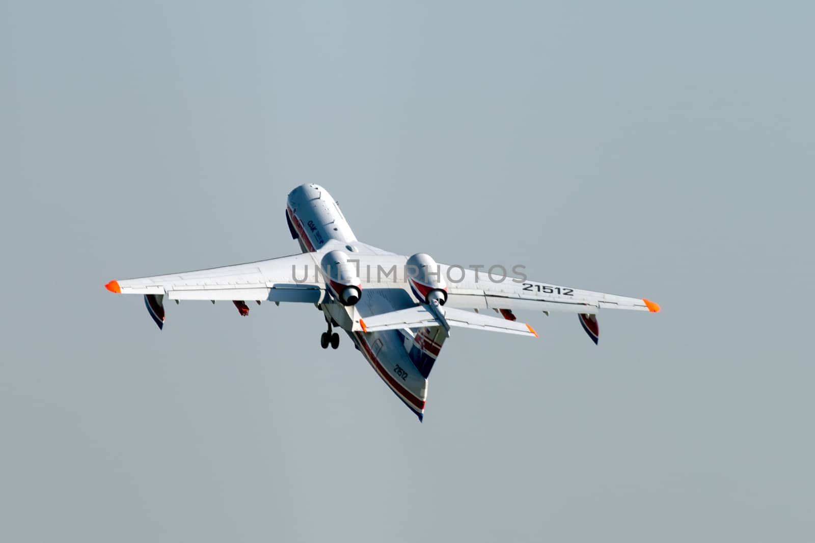 August 30, 2019. Zhukovsky, Russia. Multipurpose amphibious aircraft Beriev Be-200 Altair  at the International Aviation and Space Salon MAKS 2019.