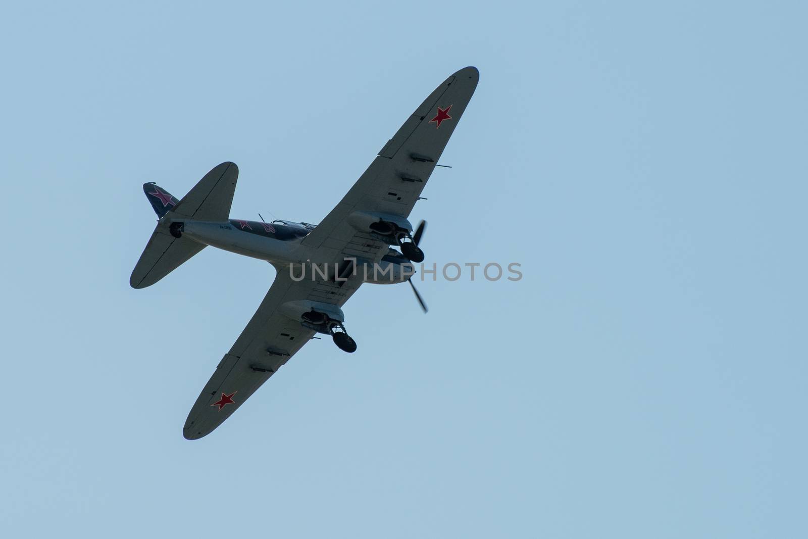 August 30, 2019. Zhukovsky, Russia. Soviet attack aircraft of the Second World War Ilyushin Il-2 at the International Aviation and Space Salon MAKS 2019.