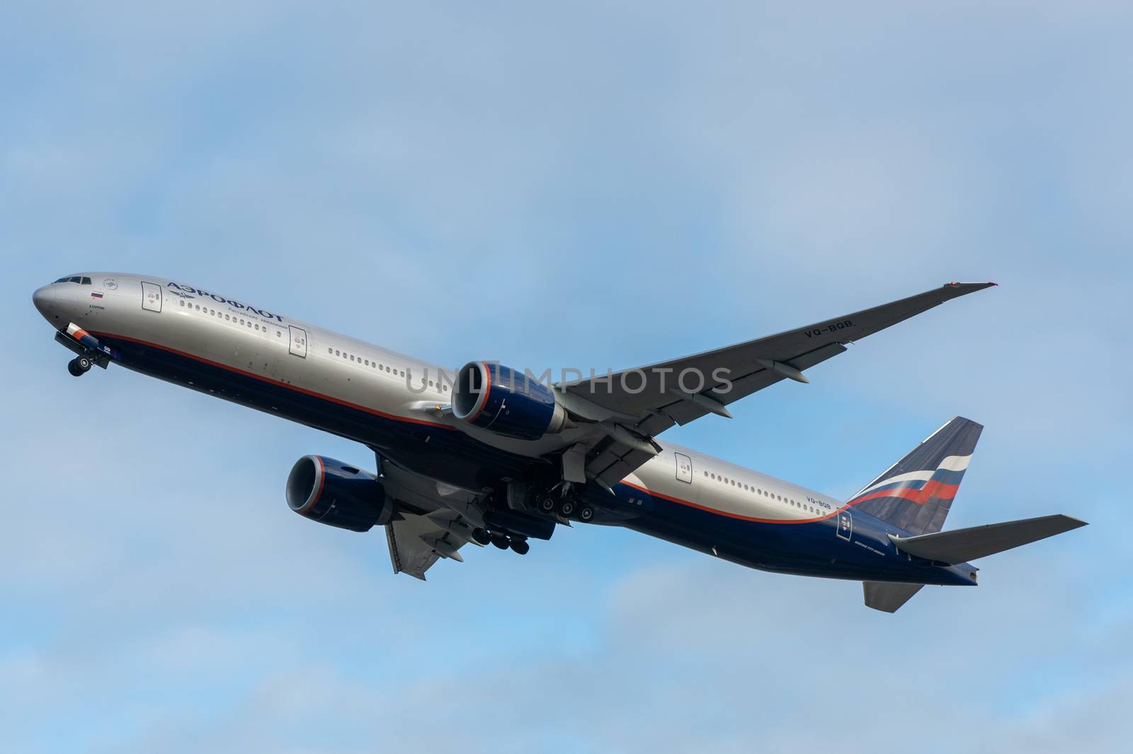 October 29, 2019, Moscow, Russia. Plane 
Boeing 777-300 Aeroflot - Russian Airlines at Sheremetyevo airport in Moscow.