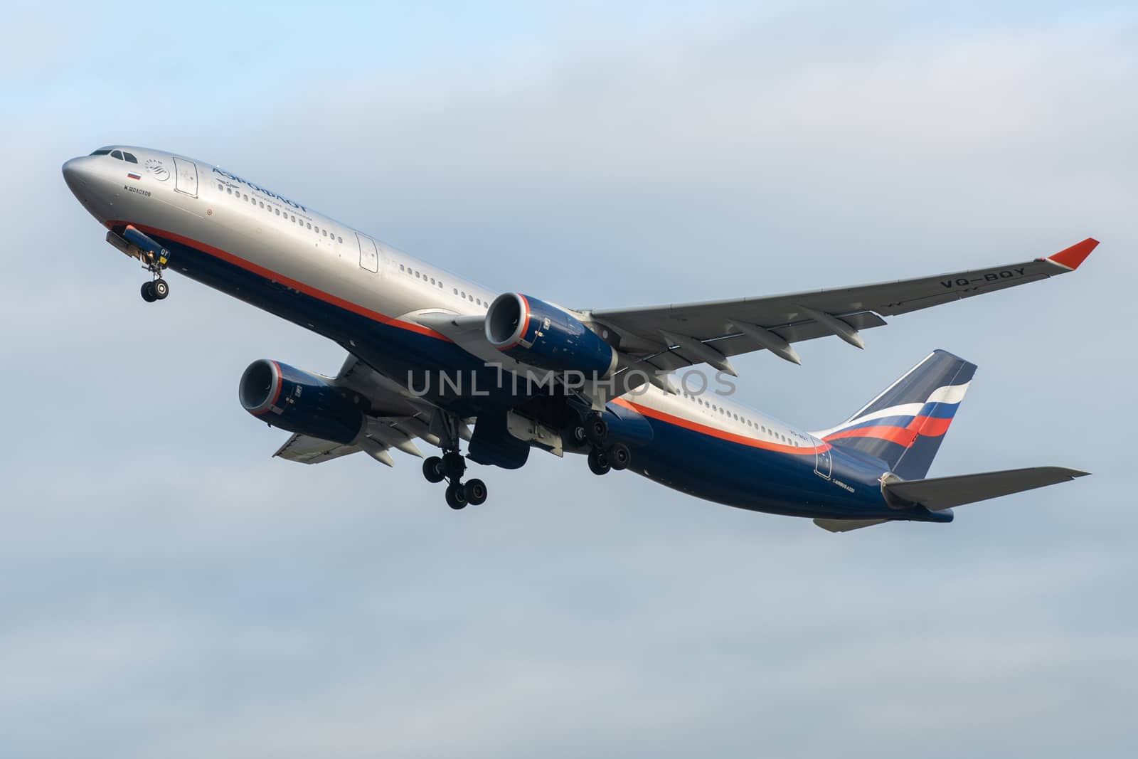 October 29, 2019, Moscow, Russia. Plane 
Airbus A330-300 Aeroflot - Russian Airlines at Sheremetyevo airport in Moscow.