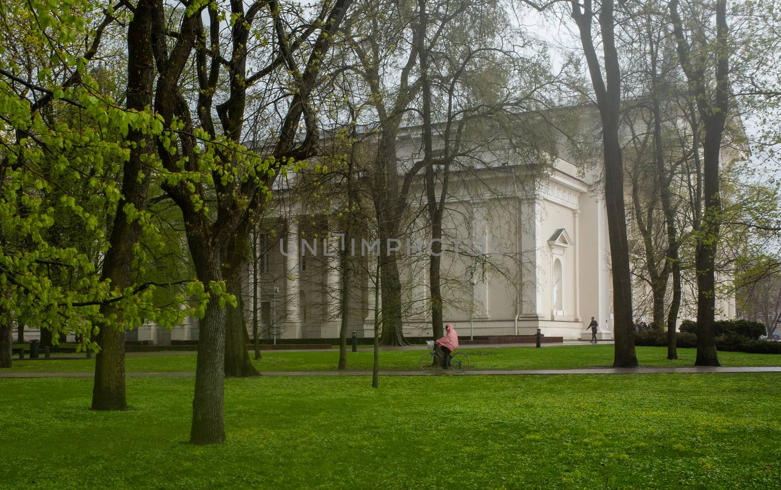 April 27, 2018 Vilnius, Lithuania. Square at the Cathedral of St. Stanislav in Vilnius.