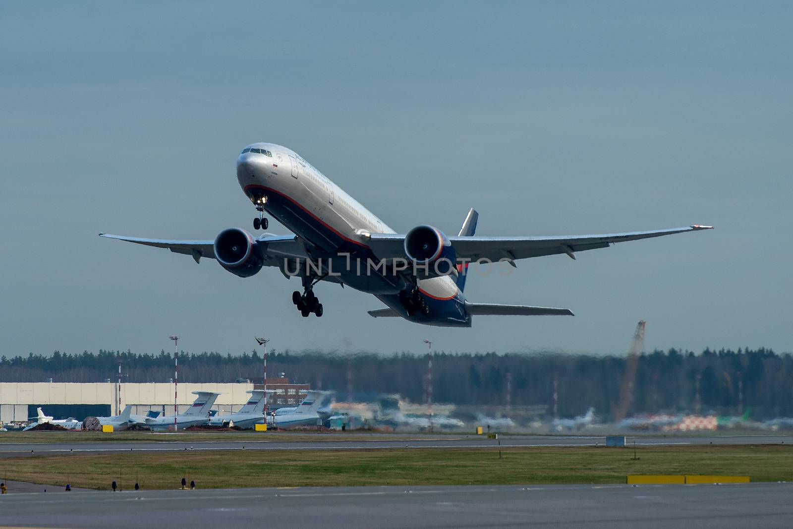 October 29, 2019, Moscow, Russia. Plane 
Boeing 777-300 Aeroflot - Russian Airlines at Sheremetyevo airport in Moscow.