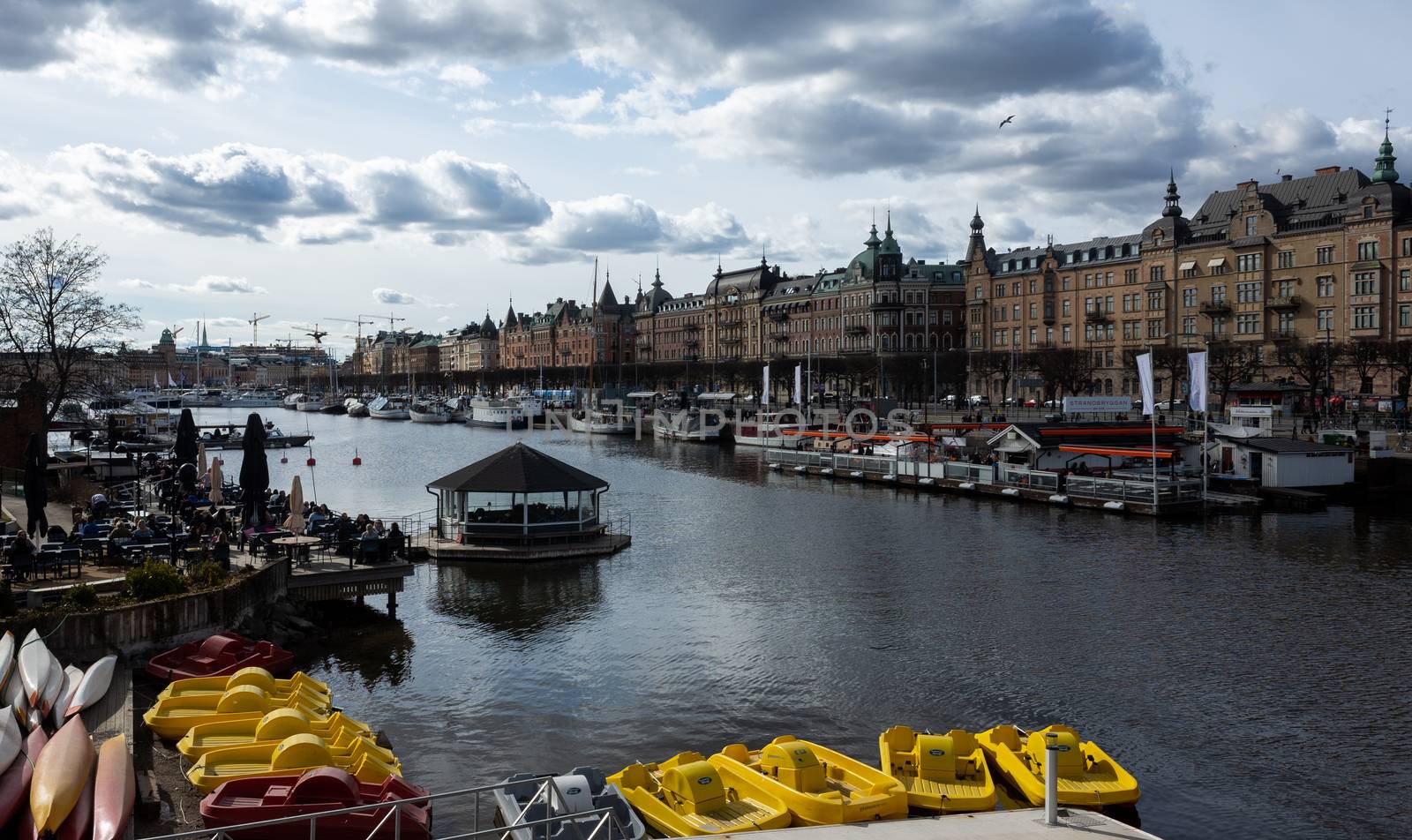 April 22, 2018, Stockholm, Sweden. Marina for yachts and catamarans in the center of Stockholm.