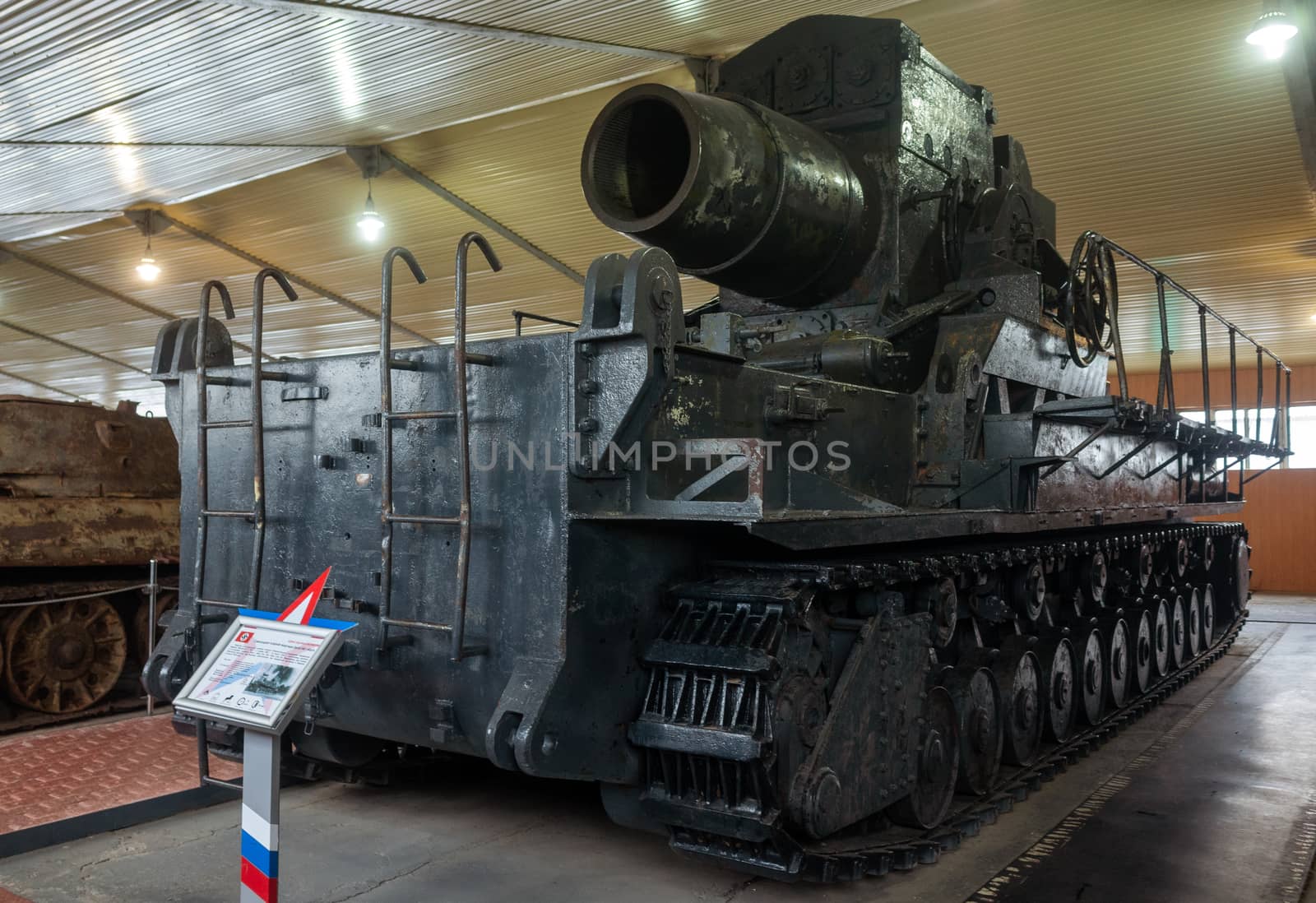March 23, 2019 Moscow region, Russia. German heavy self-propelled mortar of the Second world war Karl-Gerat in the Central Museum of armored weapons and equipment in Kubinka.