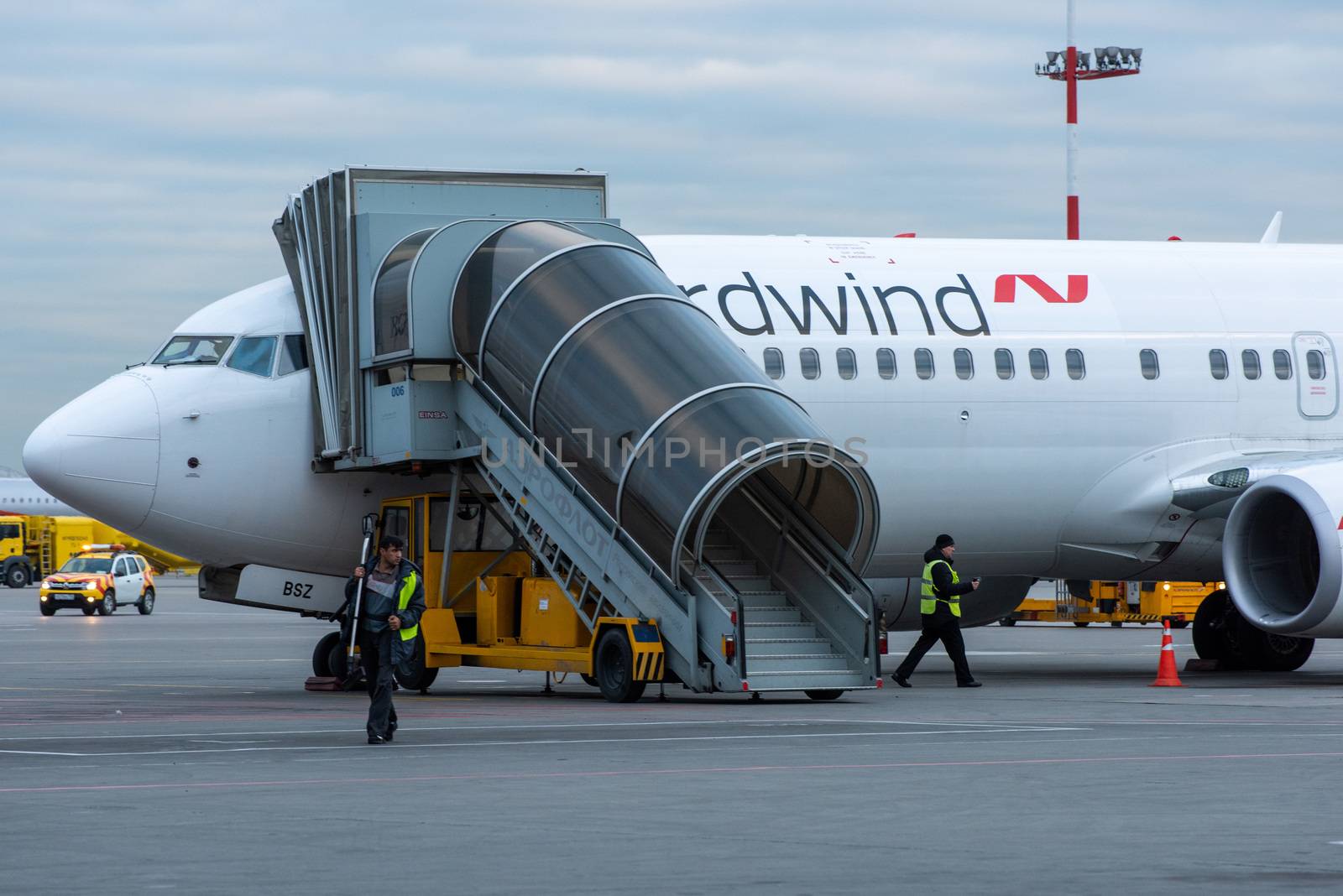 October 29, 2019, Moscow, Russia. Plane 
Boeing 737-800 Nordwind Airlines at Sheremetyevo airport in Moscow.