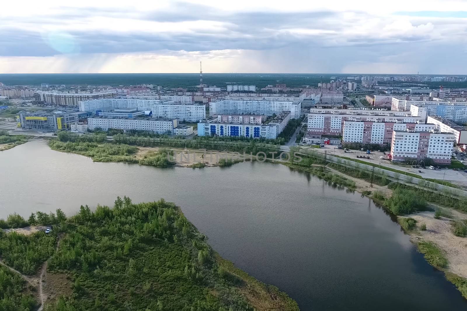 A city in Siberia, New Urengoy. View of the city from above.