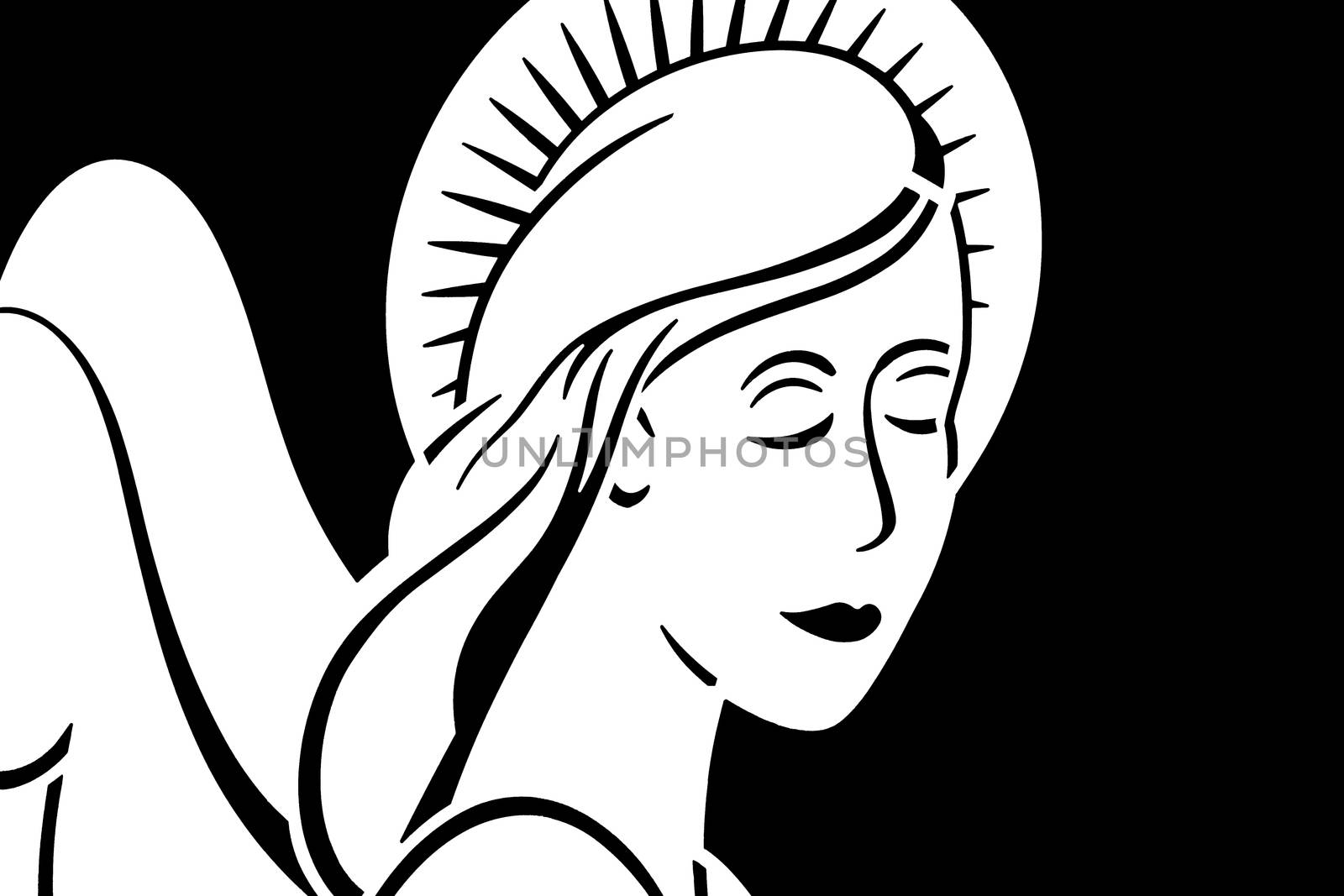 Angel in female character, graphic style.