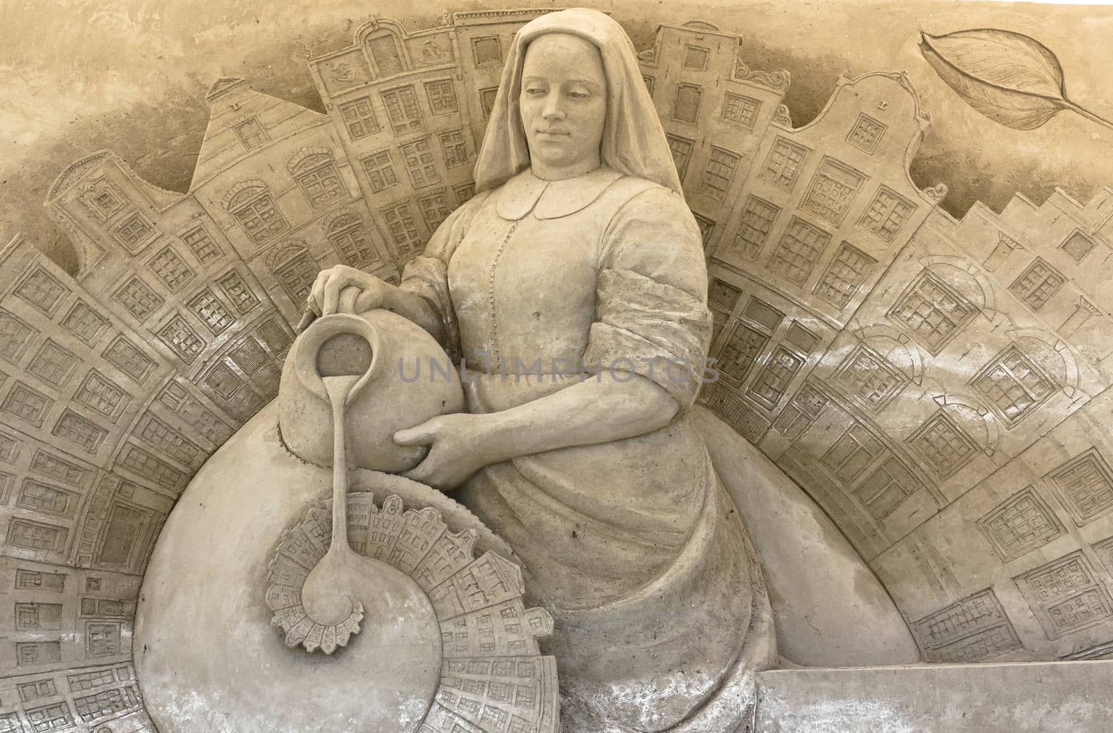 Jesolo, Italy, July 19 2016: sand sculptures exhibition in Jesolo (VE) ITALY. Theme of the show: the European capitals.