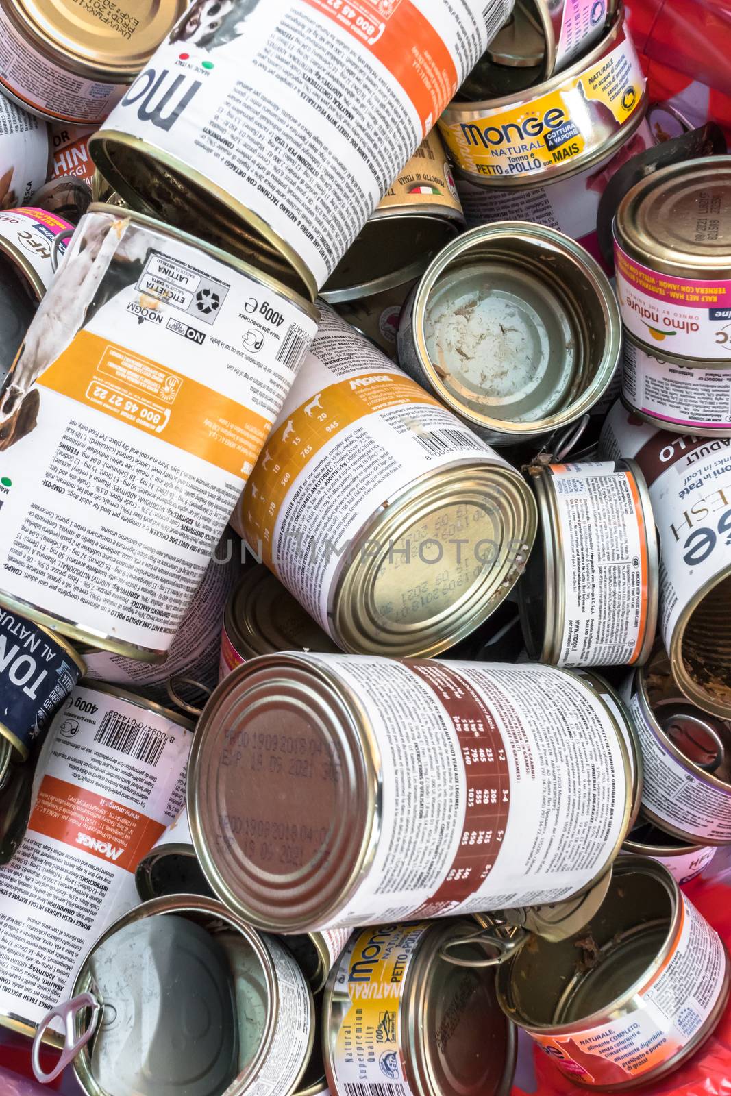 Tin cans at a recycling center by germanopoli