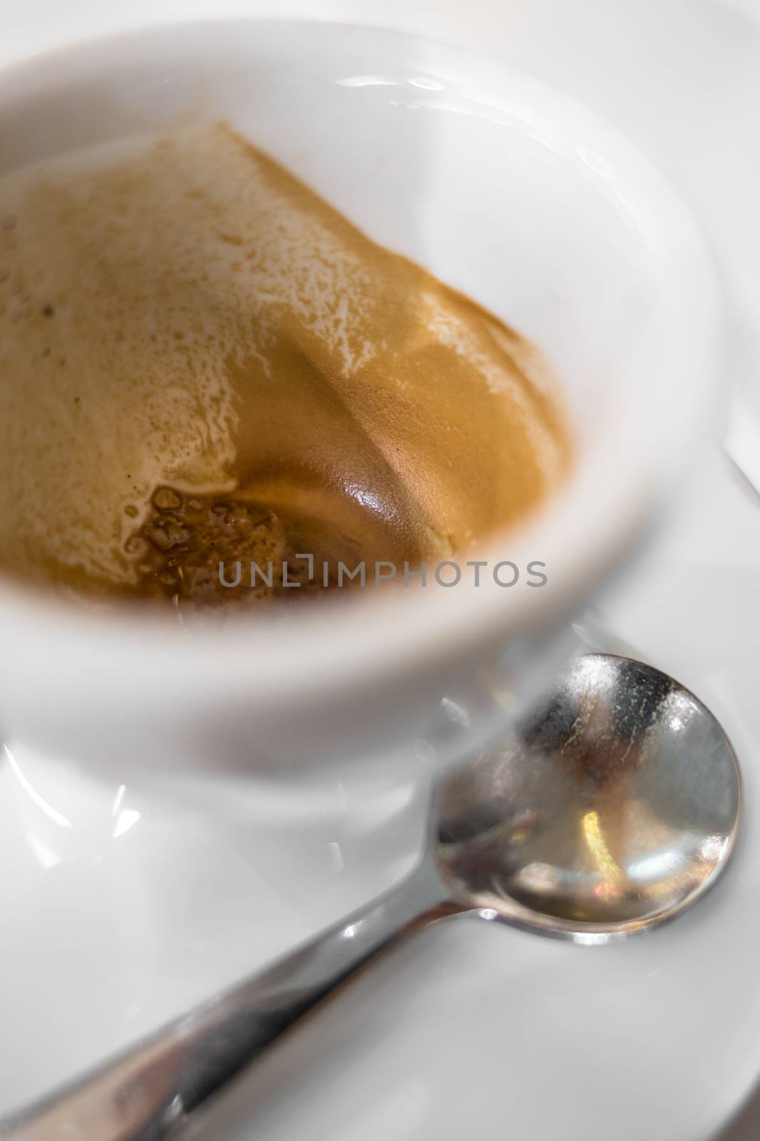 Cup of coffee that has been drank. Close-up.