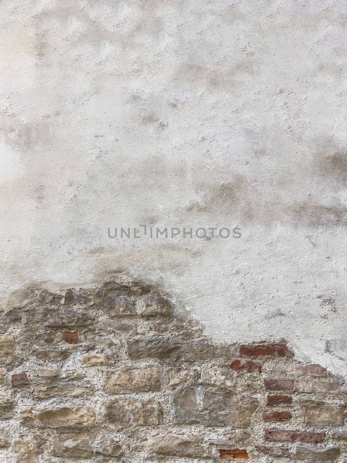 Old bricks with partial white plastered wall texture