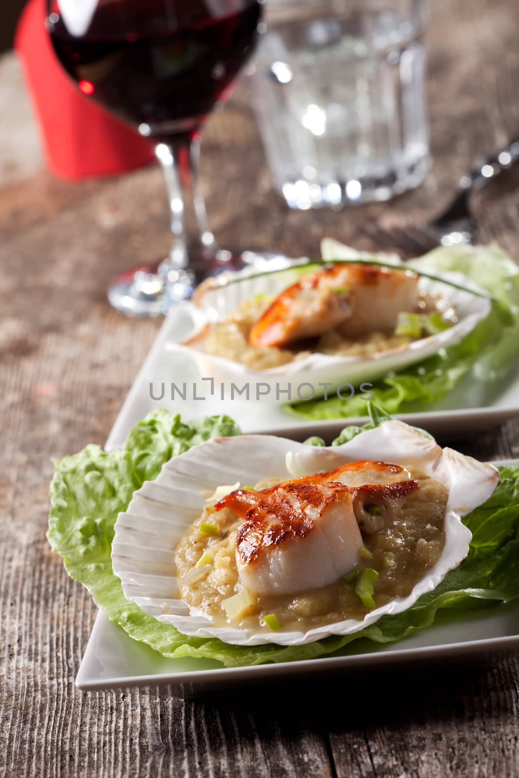 pair of grilled scallops by bernjuer