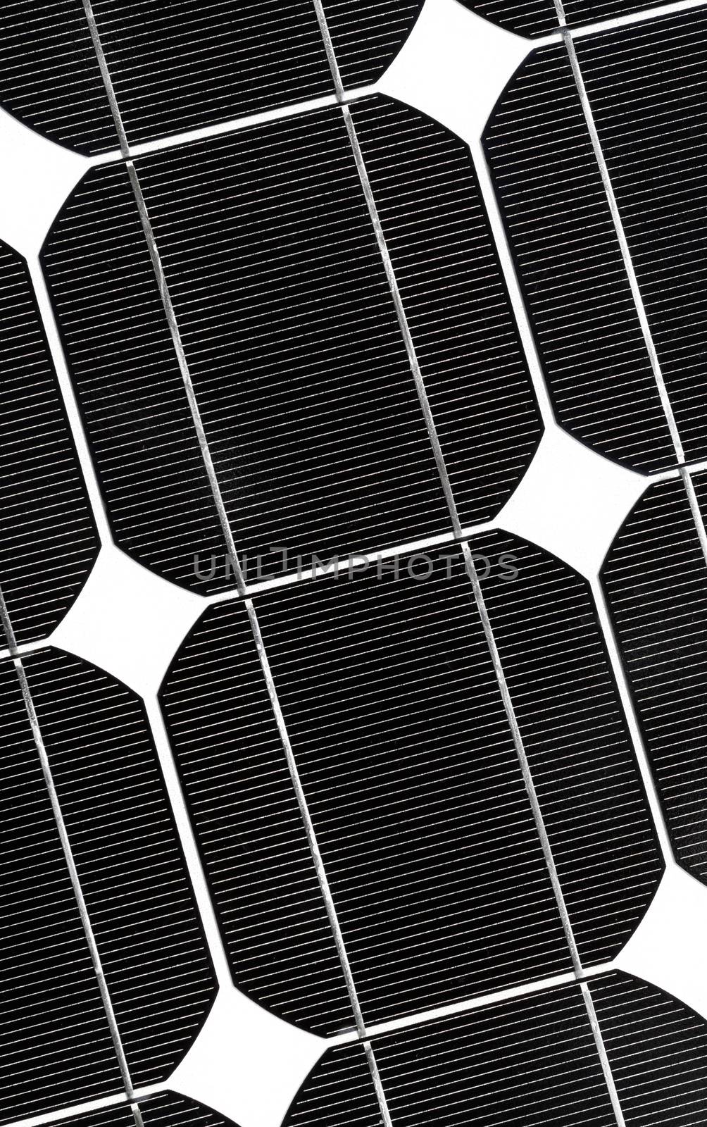 Close-up of solar energy panel photovoltaics module. Photovoltaic cells. Photovoltaic panel for renewable electric production. Top view.