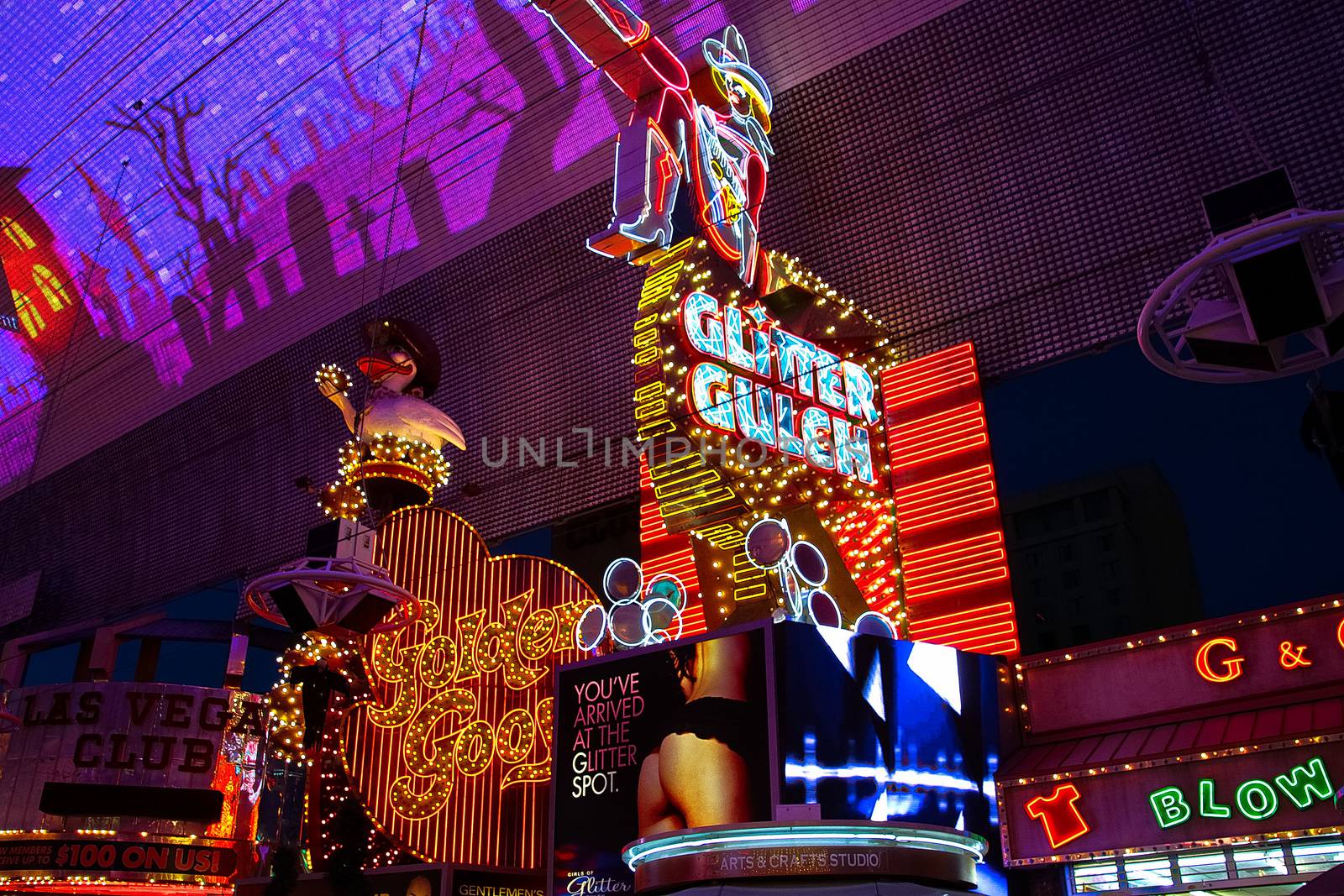 Las Vegas,NV/USA - Sep 12,2018 : The Fremont Street Experience in Las Vegas, Nevada. The Fremont Street Experience is a pedestrian mall and attraction in downtown Las Vegas.