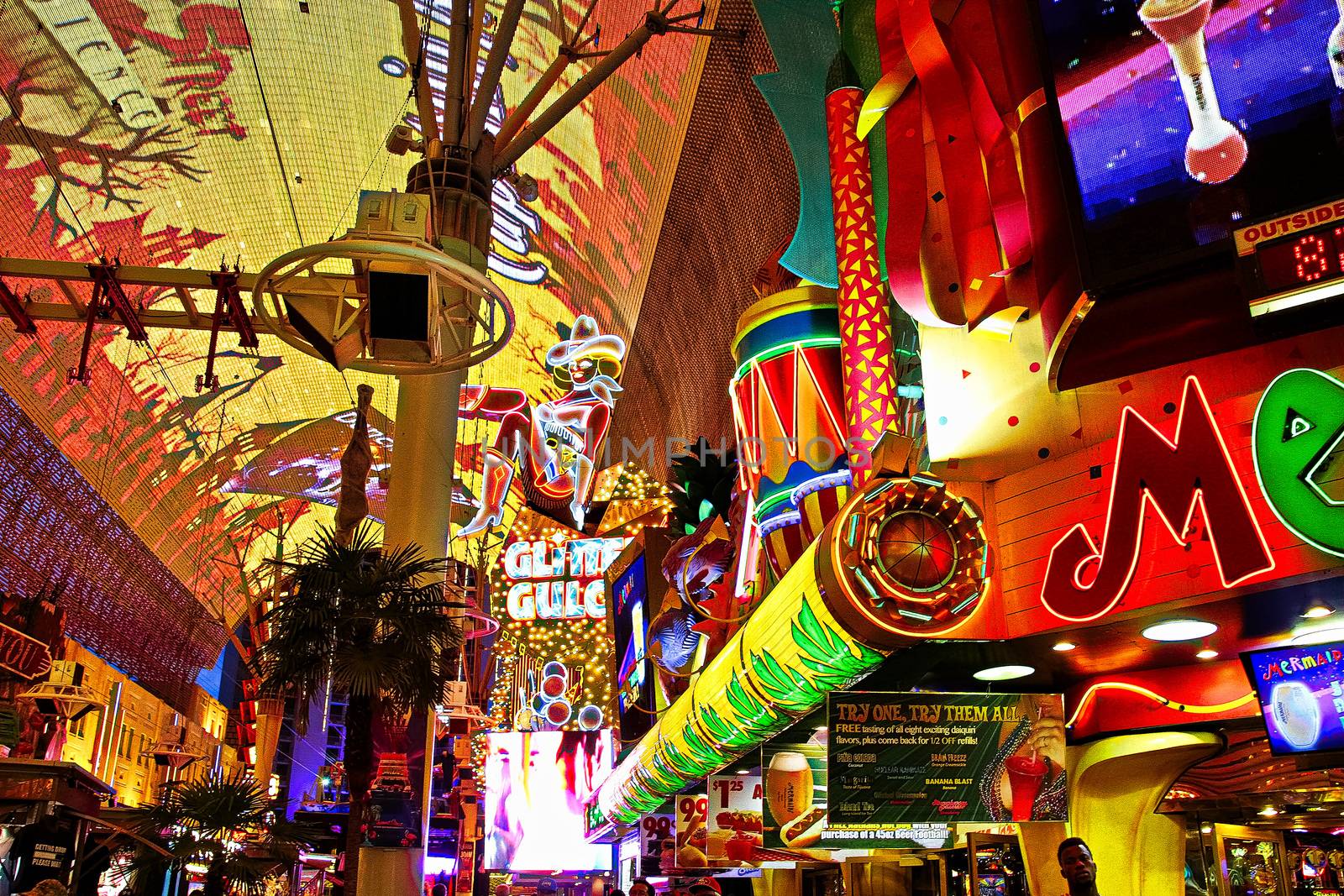 Las Vegas,NV/USA - Sep 12,2018 : The Fremont Street Experience in Las Vegas, Nevada. The Fremont Street Experience is a pedestrian mall and attraction in downtown Las Vegas.