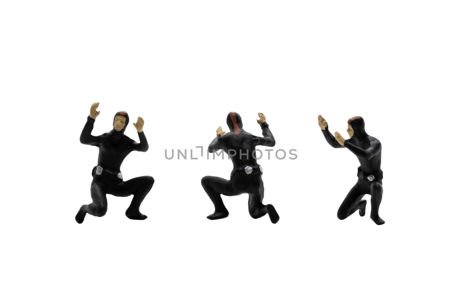 Miniature people : Scuba diver isolated on white background with clipping path