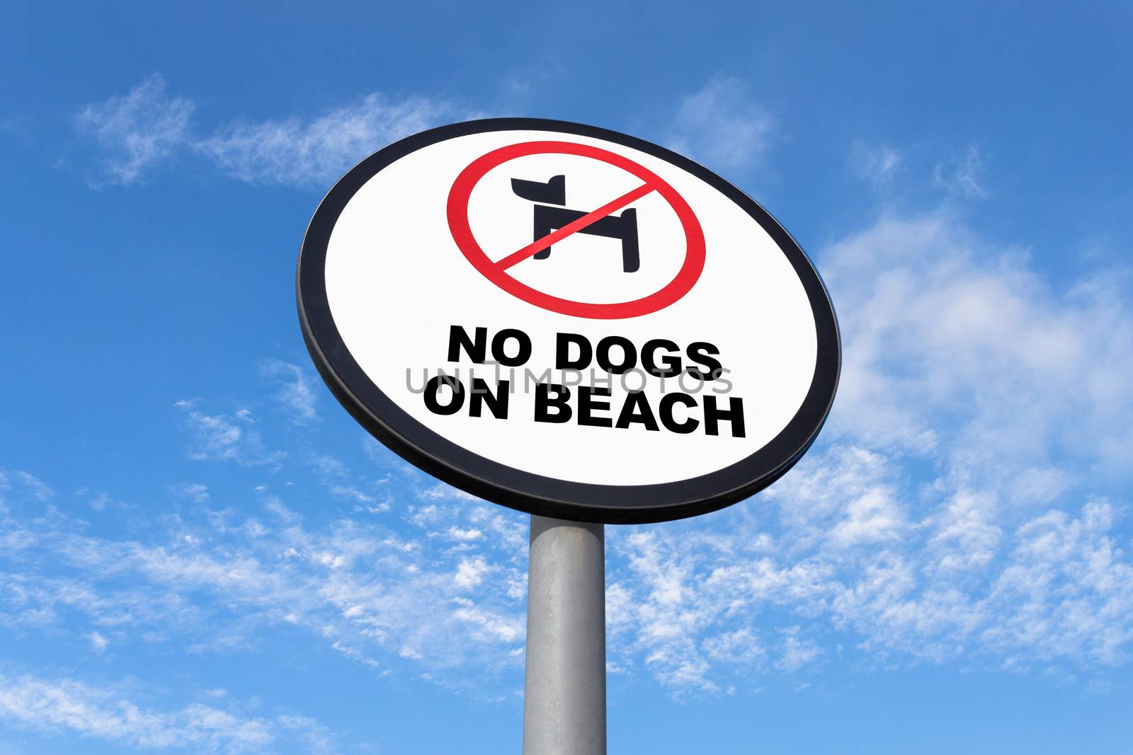 No dogs on beach sign by germanopoli