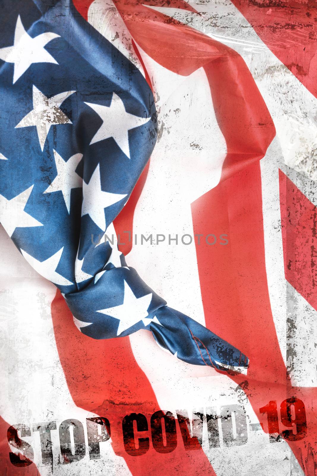 American flag with message Stop COVID-19 by germanopoli