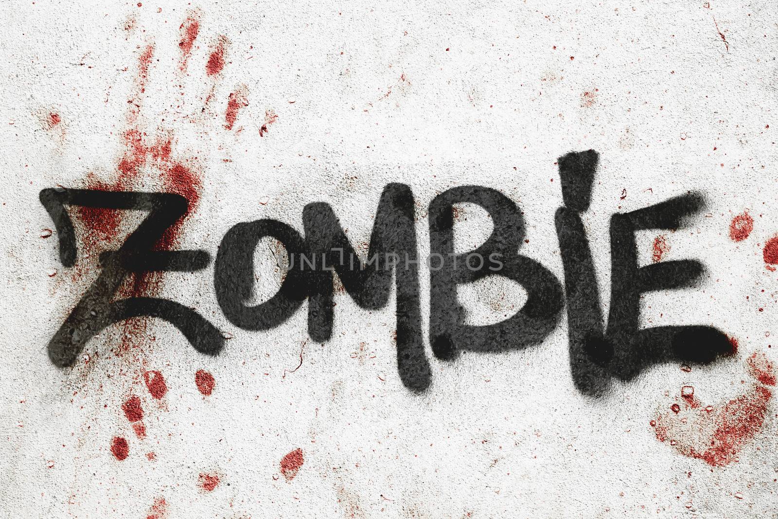 ZOMBIE word on bloody wall by germanopoli