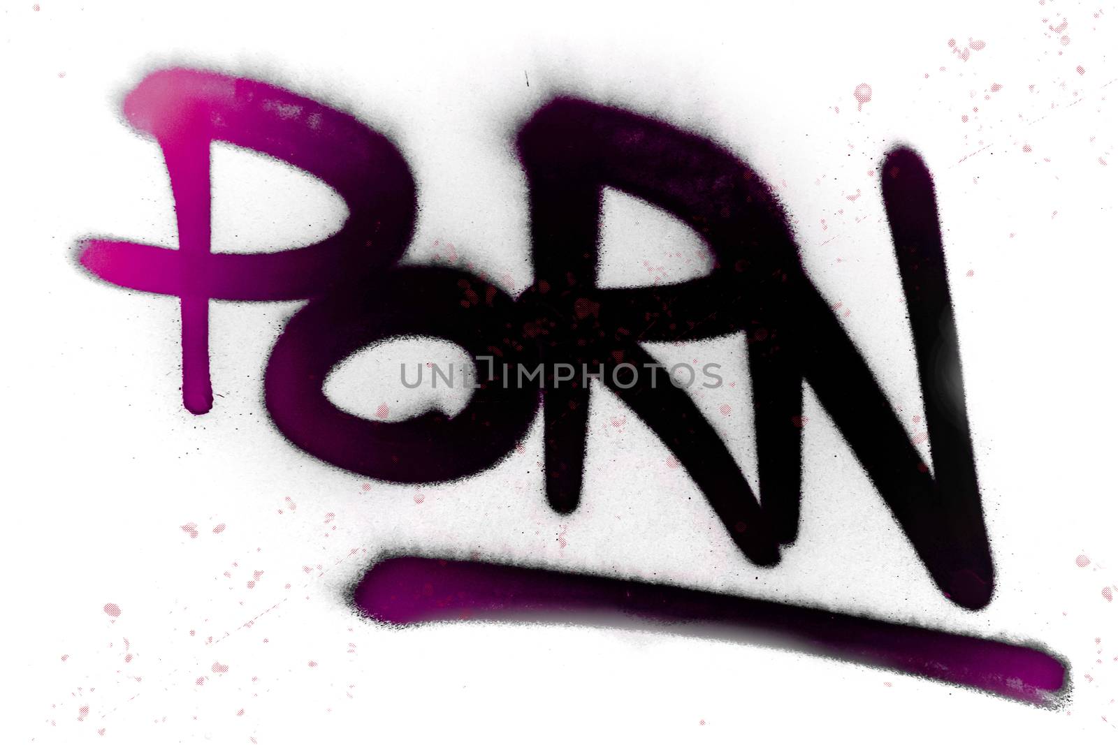 The word "PORN" written on grungy black background. Ideal for creative concepts.