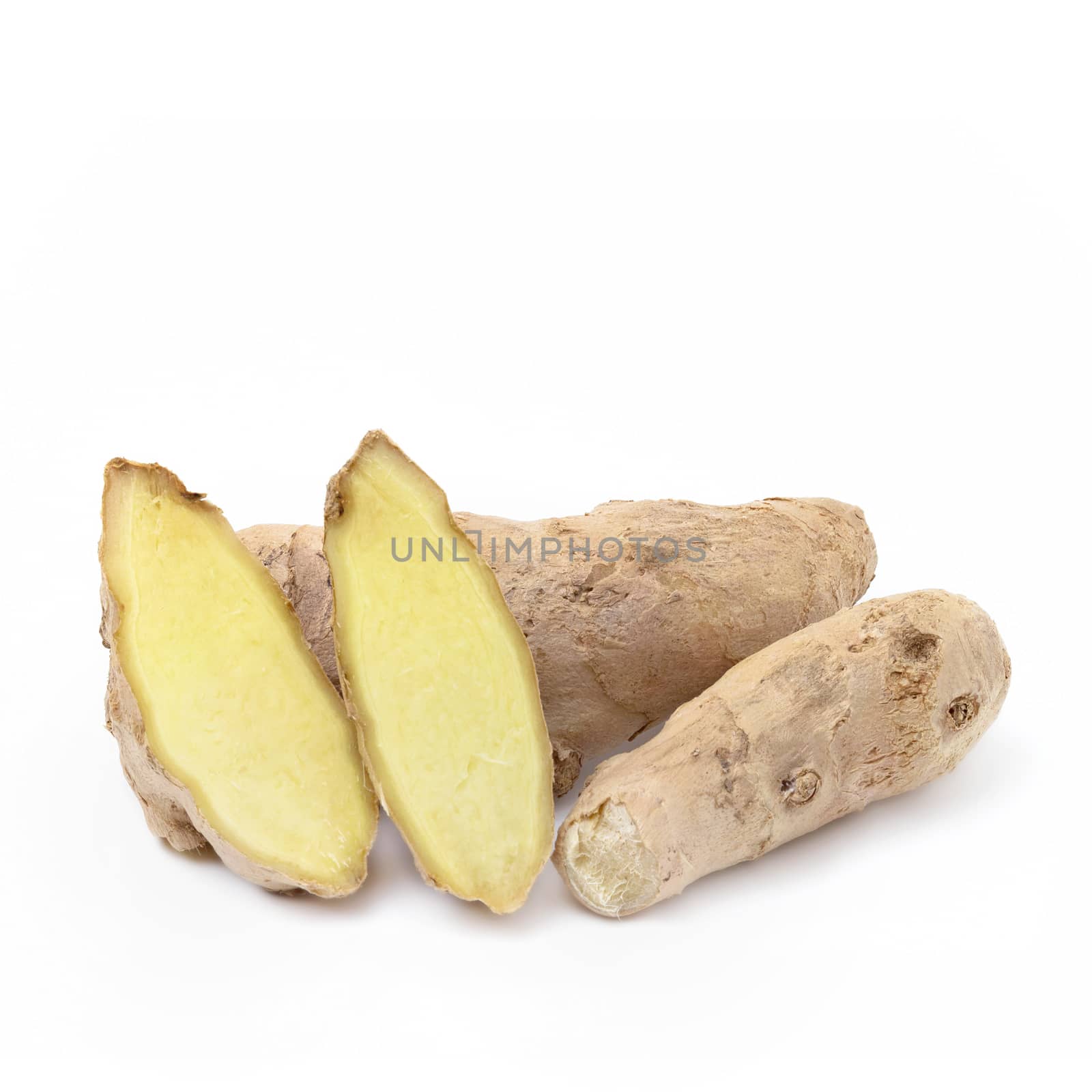 Fresh ginger isolated on white. Ginger root isolated on a white studio background.