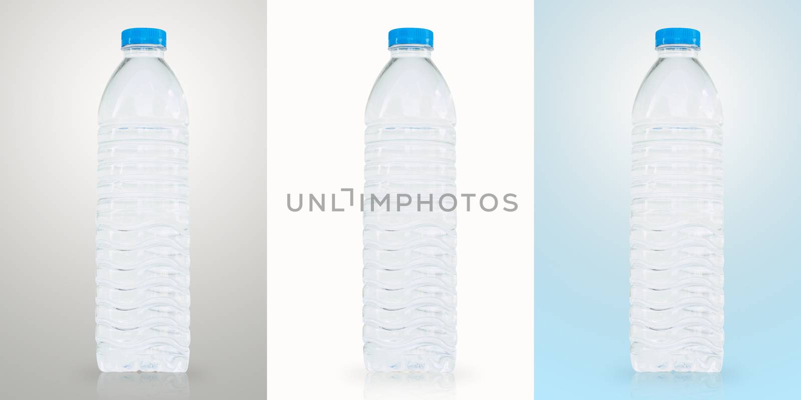 drinking water bottle with blue lid on a background