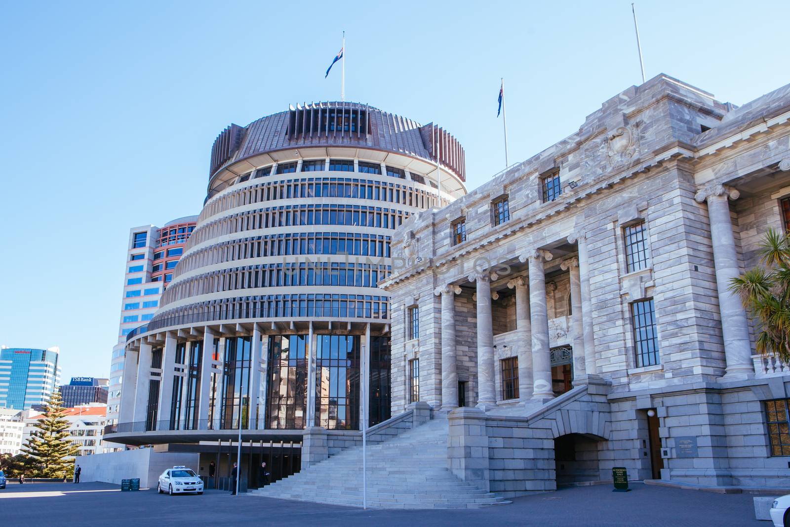 The Beehive parliament building at dusk on November 14th 2012.